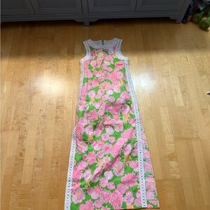 Lilly Pulitzer Sadie Maxi Romper Pink and Green Floral